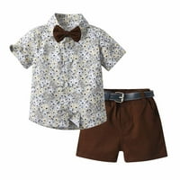 Mikilon Toddler Baby Boy Boy Shorts Комплект Хавайски тоалет, бебето дете оставете флорална риза с къси ръкави отгоре+къси панталони за 4- t деца