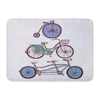 Цветно тандемно винтидж велосипед на дейности кошница Кош велосипед график за пода на пода килим за баня 23.6x