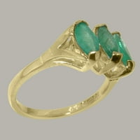 Британците направиха 18k жълто злато естествено изумруд женски обещаващ пръстен - Опции за размер - размер 4.25