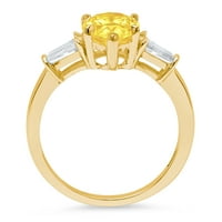 2.3ct круша нарязана жълта симулирана диамант 14k жълто злато годишнина годежен каменна пръстен размер 9,75