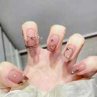 Френска преса върху декора на ноктите Руж розов нокът с кристали за училищния костюм за удължаване на ноктите Съответстващи модели за лепило