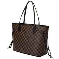 Gdledy дамски шахматна чанта за рамо с вътрешна торбичка - PU веган кожена раменна чанта от модни чанти