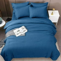 Teal Seersucker Twin Comforter Set, комплект за спално бельо от 2 части с утешител и шамар на възглавници