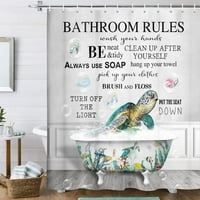 Забавна детска завеса за душ сладка морска костенурка във вана за душ завеса с 12hooks, 72x72in