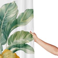 Завеса за душ, голяма листна растение завеса за душ за баня, зелена завеса за душ, декор на банята водоустойчив дизайн и полиестер бързо изсушаване без миризма завеса за душ с куки, L-72 × 72