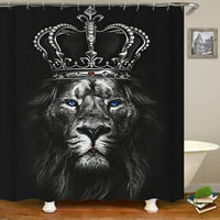 Sonernt Black Lion Fabric Sower Curtain, Crown Diamond Ruby Majestic King Safari Африкански мощен декор за баня
