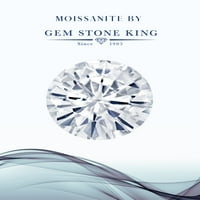 Gem Stone King Мъжки сребърен овален червен гранат и бял мосанитен пръстен