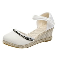Puawkoer пръст сандали бродерия тъка плажни клинове дишащи лятни модни удобни обувки кръг жени женски сандали