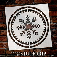 Снежинка в кръг шаблон от студия Diy Rustic Christmas Winter Decor Decor Simple Modern Geometric Word Art Craft & Paint Wood Signs Mylar Mylar Шаблон Изберете размер