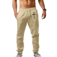 Мъжки модни ежедневни отпечатани джобни панталони панталони с голям размер панталони