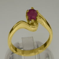 Британците направиха 18k жълто злато естествен рубинен годежен пръстен - Опции за размер - размер 9.25