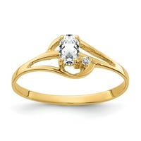 Солидна 14k жълто злато 5x овална кубична циркония CZ диамант годишнина пръстена с размер 7,5