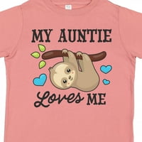 Inktastic моята леля ме обича със ленива и сърца подарък за малко дете или тениска за момиче