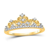 14kt жълто злато дамски кръгла диамантена корона пръстен cttw