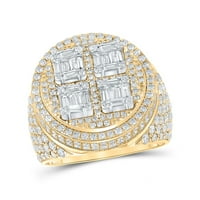 Diamond Deal 10kt Двутонови златни мъжки багет диамантен кръг пръстен 3- cttw