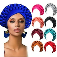 Африкански тюрбан глава обвивка тъмносиня плитка шапка с шапки за шапки с шапки за глава с усукани тюрбани за жени и момичета