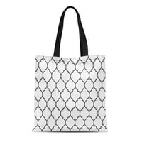 Платно тотална чанта абстрактно черно -бяло широк марокански модел антикварна архитектура трайна многократна чанта за пазаруване на рамо раменни хранителни стоки