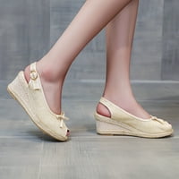 Модни женски ежедневни обувки дишащи приплъзващи се на открито клинове сандали сандали сандали за жени бежови 8.5