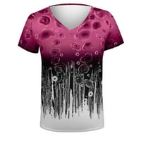 Женски ежедневни тени с v-образно деколте тениски тениски отпечатани летни тениски върхове блуза m