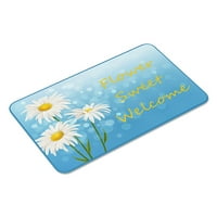 Goory Flannel Daisy Printed Intern Pront Door Mat Floing Rug Anti-Slip Cubber Backing Outdoor Pad Carpet Pad