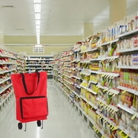 Сгъваема чанта за пазаруване с колела с колела, сгъваема пазарна количка за многократна употреба сгъваеми чанти за хранителни стоки Пътешествие Червено