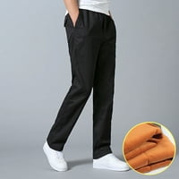 Мъжки модни ежедневни разхлабени памук плюс размер джобна дантела, обзаведена, за да поддържат топли панталони като цяло