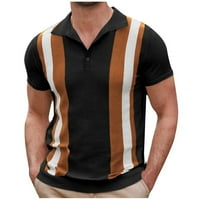 Hhei_k поло ризи за мъже модерни мъже лятна тънка приспособена комфортна раирана плетена риза