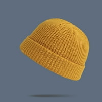 wendunide кофа шапка слънце шапка дамски унизионна топла зима ежедневна плетена шапка плътно цвят всички мача дебела шапка жълта
