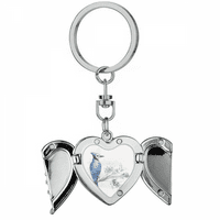 Клон Син папагал Art Deco Fashion Heart Angel Wing Key Chain Holder
