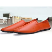 Gomelly Men Flats Шофиране на ежедневни обувки Fau Leather Loafers Неплъзгащи се пени Penny Lofer Wedding Business Orange 9