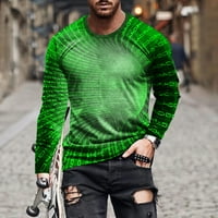 Мъже с дълъг ръкав просветка на риза Небрежно кръгло врат, пуловер на пуловера за дълъг ръкав пространство-времена тунел 3D отпечатани мъжки тениска блуза свободен зелен размер xxxxxl