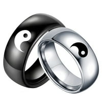 Най -великата бреза мъже жени y yang sign band титаниев стоманен пръстен любовник двойка бижута титан стомана черно