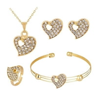PJTewawe Body Jewelry Gold Cuchlow Out Love Висулка Обеци с колиета гривна пръстен сладък и дами сватбени бижута комплект