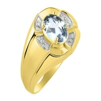 *Rylos просто елегантен красив пръстен за аквамарин и диамант - март раждащ камък*