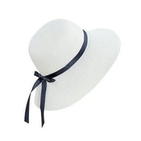 Manunclaims дамски слънчева слама шапка широка крачка umpf лятната шапка дискета слама панделка сгъваеми плажни шапки за жени