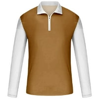 Мъжки ризи tdoqot с дълъг ръкав- небрежно 3D отпечатан Turndown Pullover Zipper с дълъг ръкав Блуза кафе