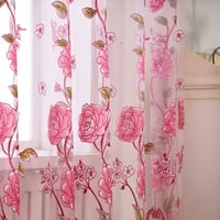 Листа от чиста завеса Tulle Treate Terect Voile Drape Valance Panel Fabric Завеси за врати розово розово