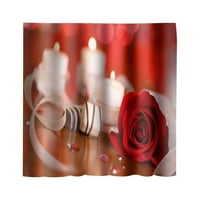 Мортило душ завеса за валентинки за душ завеса за Свети Валентин, Свети Валентин Червена роза Душ завеса декорация на баня, романтична тъкан за душ завеса с кука диня червен дом и градински подарък