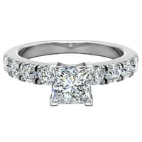 Диамантени годежни пръстени за жени GIA сертифицирана принцеса пасианс диамантен пръстен 18k бяло злато 1. Карат
