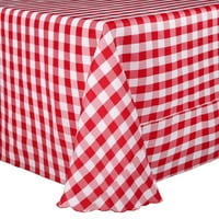 Ultimate Textile Oval Polyester Gingham checkered покривка - за пикник, употреба на парти на открито или на закрито, червено и бяло