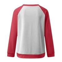 Дамски качулки пуловер с джобове жени мода отпечатана разхлабена тениска с дълги ръкави блуза кръгла шия ежедневни върхове суичър качулки