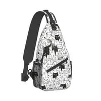 Черни бели котки раница гърди чанта за прашка кръстосана чанта за рамо на ден за туризъм за пътуване жени мъже