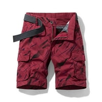 Мъжки товарни къси панталони плюс размер мулти-джобове линия печат цип бутон еластична талия пет точки кратки панталони спортни модерни удобни прави шорти червени xxxxl