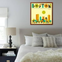 Бостън Skyline, живописна рамка за арт печат на стена от джаз Berry Blue, продадено от Artcom
