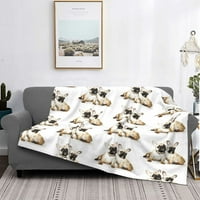 Всички французи розови ивици френски булдог куче одеяло коралово руно през целия сезон меко хвърляне на одеяло за спално бельо покритие