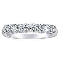 Карат кръгла форма бяла естествена диамантена каменна сватбена лента пръстен в 14k твърд бял златен пръстен размер-6.5