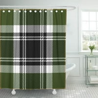 Черно абстрактно зелено и бяло тартан кариран шотландски шаблонен кариран душ завеса за баня завеса за баня