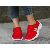 Колиша дамски лист за бягащи обувки на чорапи за маратонки дантела обувки за ходене с джогинг дишаща платформа за маратонки Red 6.5 6.5