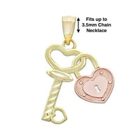 Charm America - Gold Lock и Key Heart Charm - Karat Solid Gold