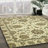 Ahgly Company Machine Pashable Indoor Square Abstract Brown Area Rugs, 8 'квадрат